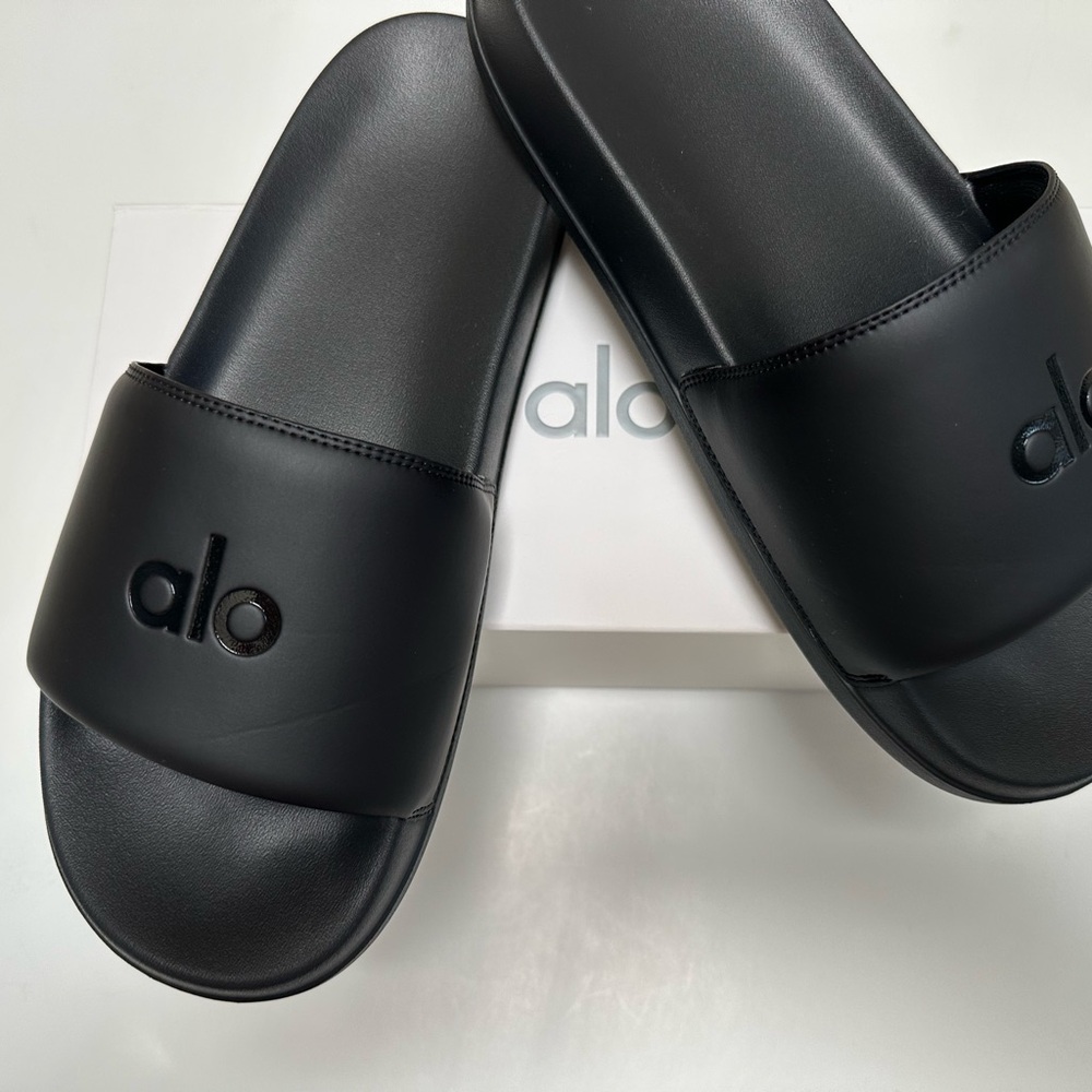 Alo It Black Men Slide Sandals, Sz 10, New With Box